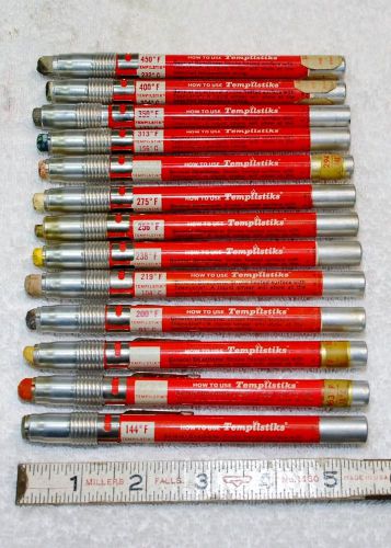 Tempilstick temperature indicator, lot of 13, range: 144 to 450 degrees for sale