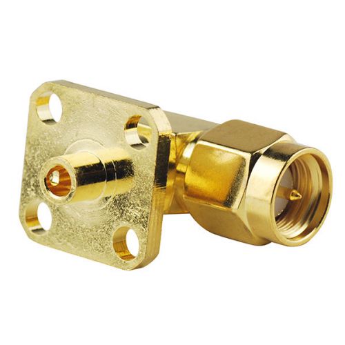 SMA male plug panel mount Right Angle Solder for RG405 .086&#034; cable RF connector