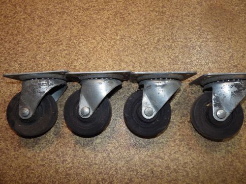 Lot of (4) 4&#034; Swivel Faultless Casters - Stainless &amp; Poly Rubber- Free Shipping!