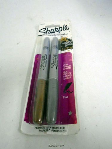 Sharpie 1829202 Metallic Fine Point Permanent Marker Assorted Colors 2-Pack