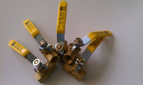 (5) 3/8&#034; threaded brass ball valve, full port (five pack) for sale