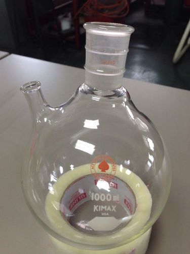 Ace glass 1000ml round bottom flask single neck 24/40 w/side tubulation for sale