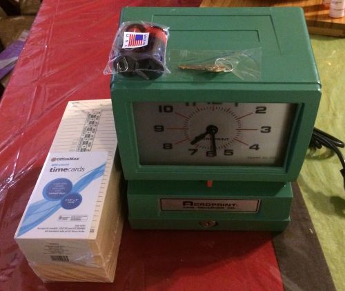 ACROPRINT 150 150NR4 TIME CLOCK PUNCH STAMP RECORDER W/ CARDS And Extra Ribbon .