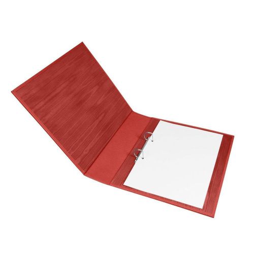 LUCRIN - A4 large ring file - Granulated cow - Red