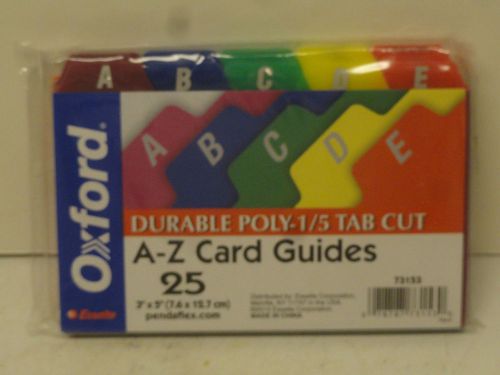 Esselte Oxford 73153 Poly Card Guides, 25ct, A-Z, 3&#034; x 5&#034;, 1/5 tab - FREE Ship!