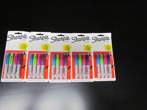 Sharpie Fine Point Mini Permanent Markers, lot of 5 pac 4 Colored Markers(35108)