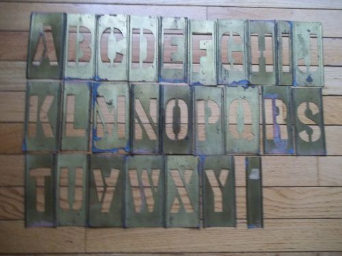 Vintage lockedge adjustable brass stencil set letters 5&#034;  26 pieces for sale