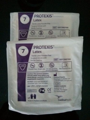 Two Pair PROTEXIS Latex Sterile Surgical Gloves, SIZE 7, Exp 06/2017