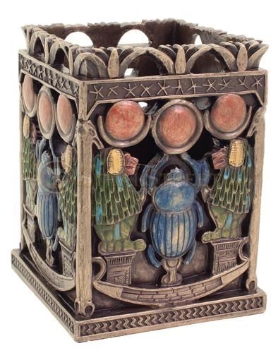 3.75 inch cold cast bronzed egyptian scarab and babi utility holder for sale