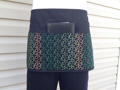 Black St Pattys server waitress waist apron 3 pocket  restaurant  cafe bar