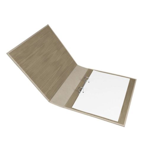 LUCRIN - A4 large ring file - Granulated cow - Light taupe