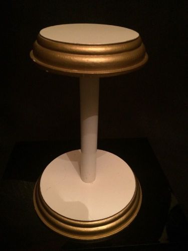 Rare! Vintage White with Gold Trim Wooden Hat Store Display Stand # 2