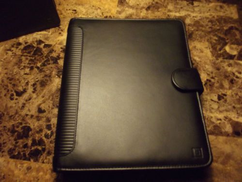 TIME SYSTEM Black Leather Binder Day Planner With Clasp Closure 1.5&#034;