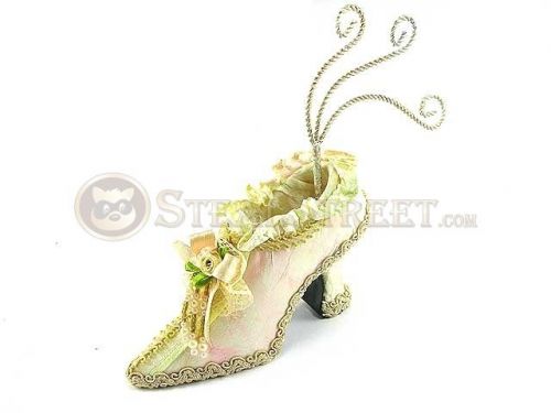 5 1/4&#034;&#034; pink and yellow ornate jewelry display slipper with a flower for sale