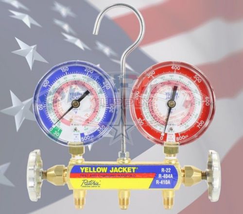 Yellow jacket 42001 series 41 manifold w/ 3-1/8&#034; gauges for sale