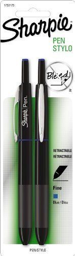 Sharpie Pen Retractable Fine Point Pen, 2 Blue Ink Pens (1753175)