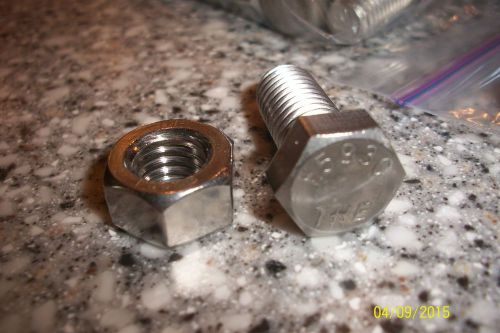 (25) Stainless Steel Hex Head 7/16-14 x 1&#034;  Bolt with Hex nut F593C 304SS