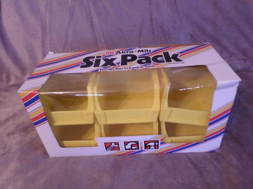 Vintage Akro-Mils Yellow Six Pack Storage Bins CRAFTING 8210 W/Hanging Rails