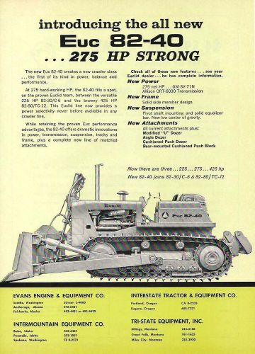 1966 Intro ad for the all new EUC Model 82-40 Crawler Tractor, nice color ad