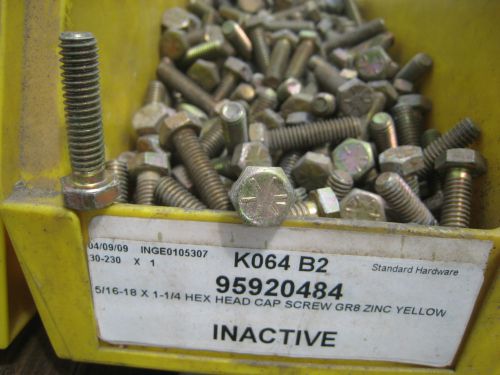 25  grade 8 bolts hex cap screws  5/16-18 threads 1-1/4  inch long  yellow zinc for sale