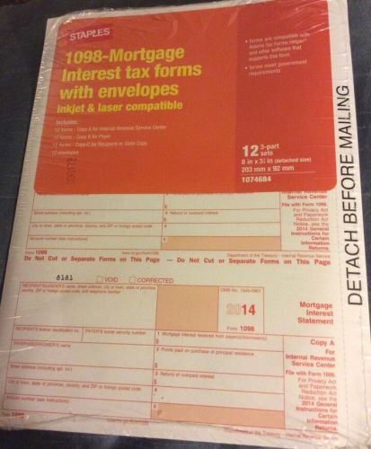 2014 - 1098-Mortgage Interest tax forms with envelopes, 12 sets