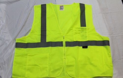 GSS High Visibility Safty Vest Fluorescent lime green, zipper front size 4X
