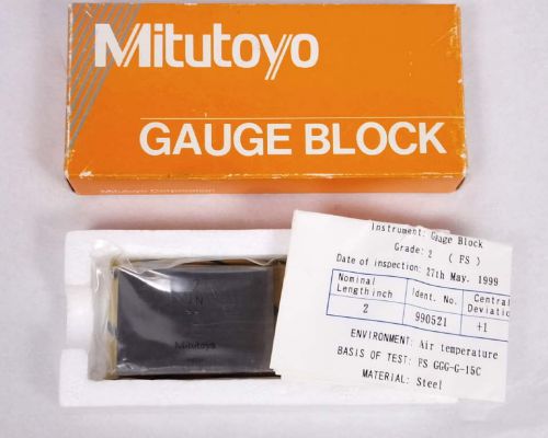 Mitutoyo 611202-231 2 inch steel gauge gage block grade fs 2 new nos for sale