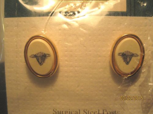 Scrimshaw sheep post earrings by Barlow - New in Package - Free Shipping