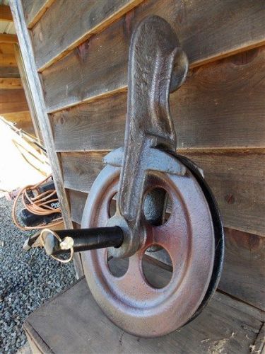 Rare unusual antique 1800&#039;s huge 20&#034; logging pulley block tackle horse rigging for sale