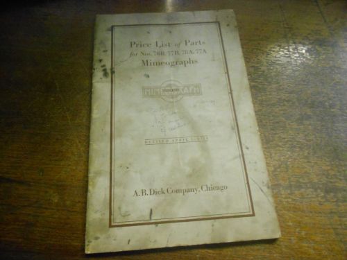 Edison Mimeographc Parts Booklet (1929) ((For #78B, 77B, 78B &amp; 77A)