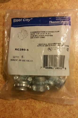 Bag of 5 Steel City THOMAS &amp; BETTS 3/8&#034; Combination connector XC280-5