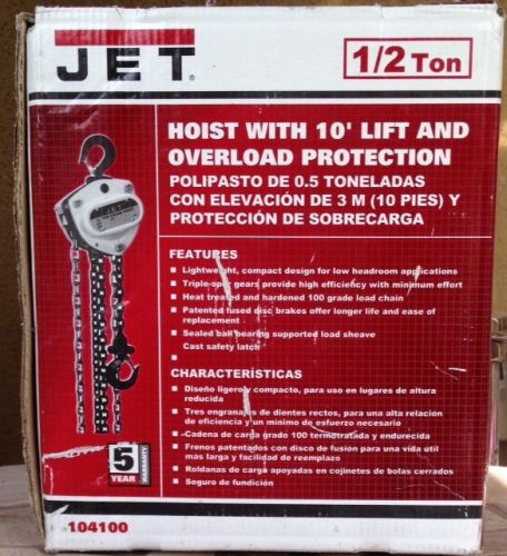 JET L100-50-10, 1/2 Ton Capacity 10&#039; Chain Hoist 106210 New