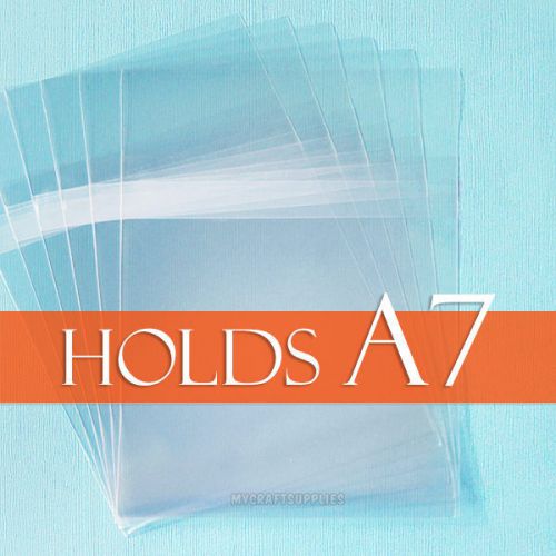 200 clear cello bags 5 7/16&#034; x 7 1/4&#034; inch for a7 card + envelope, body adhesive for sale