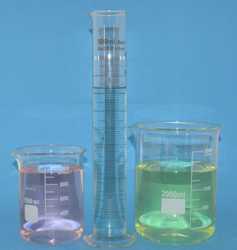 Beaker set 2000ml 1000ml and cylinder 500ml glassware item free shipping for sale