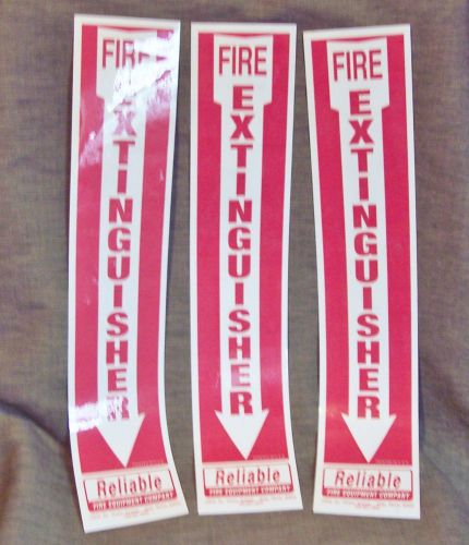FIRE EXTINGUISHER DOWN POINTING ARROW SIGN:ONE SOFT PLASTIC-PEEL &amp; STICK-4&#034;X 20&#034;