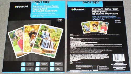 NEW Polaroid High Gloss Inkjet Photo Paper, 8 1/2 &#034;x11&#034; sheets, 8-count Pack