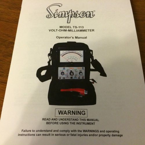 Simpson Electric Manual Model TS-113 Railroad Meter