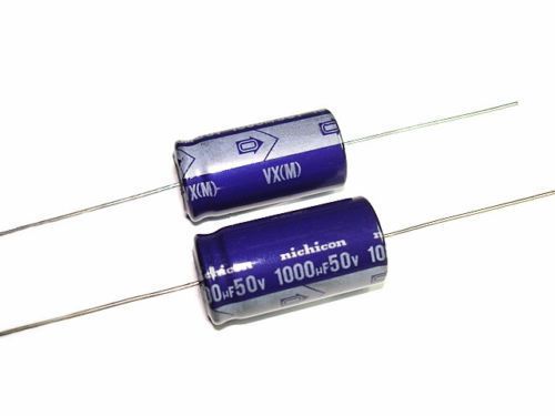 5 pcs - 1,000 uf 50v axial electrolytic capacitors - nichicon vx(m) for sale