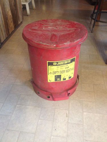 Justrite Red Oily Waste Red Can Man Cave NEEDS FIXED