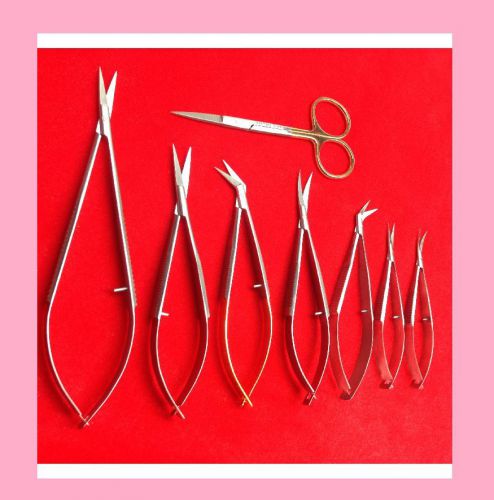 8 Surgical Micro Castroviejo Scissors Ophthalmic Eye instrument German Stainless