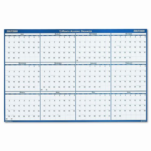 Poster Style Reversible/Erasable Academic Yearly Wall Calendar, 24 x 37, 2013