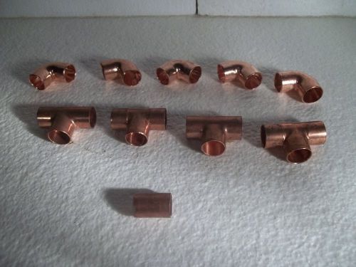 LOT22 10 PCS. NEW 1/2&#034; INCH COPPER EPC NIBCO SWEAT FITTINGS