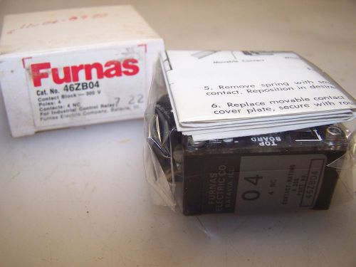 NEW FURNAS 4 POLE CONTACT BLOCK FOR CONTROL RELAY 46ZB04  4 NC  300 VOLT