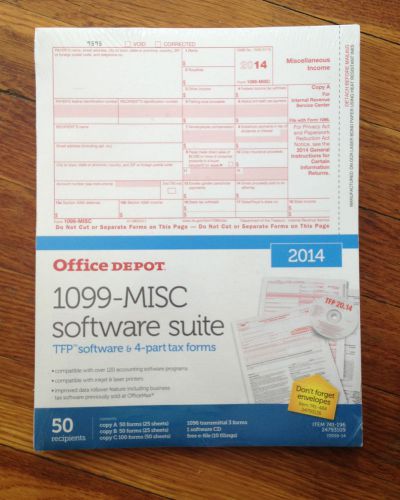 Office Depot® Brand 4-Part 1099-MISC Laser Form And Software Sets, 2014, NIB!!!