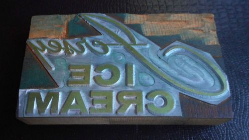 Vintage Press Plate Wood Ink Stamp - Jersey Ice Cream