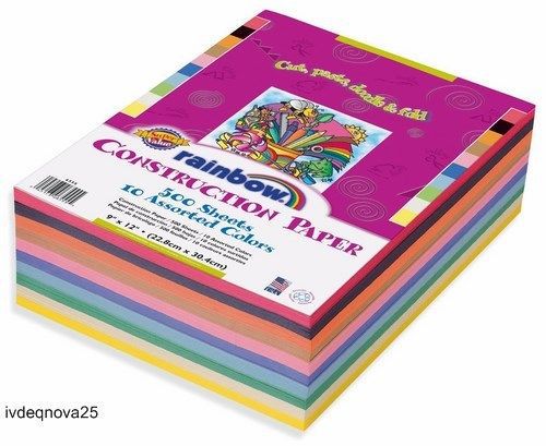 Rainbow Super Value Construction Paper 9x12 Inches Assorted Color 500 Count New