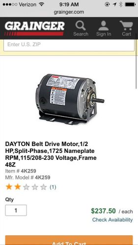 Dayton Belt Driven Fan And Blower Motor 4k259L. Brand New