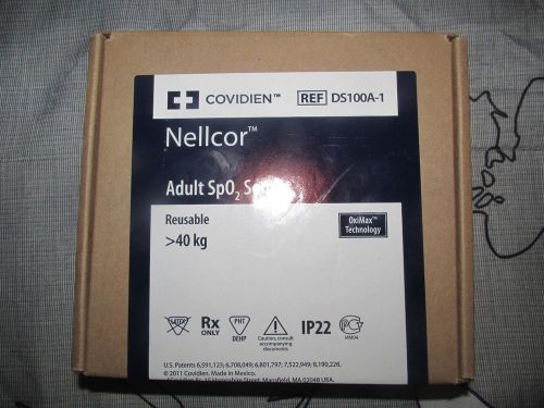 Nellcor DS100A-1 Adult SPO2 Finger Sensor, by Covidien - Genuine New Sealed Box