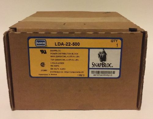 New ilsco lda-22-500 600 volts snapbloc power distribution block 600 volts for sale