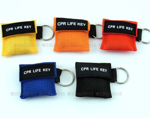 100 pcs/pack cpr mask keychain with cpr face shield aed cpr life key 5 colors ii for sale